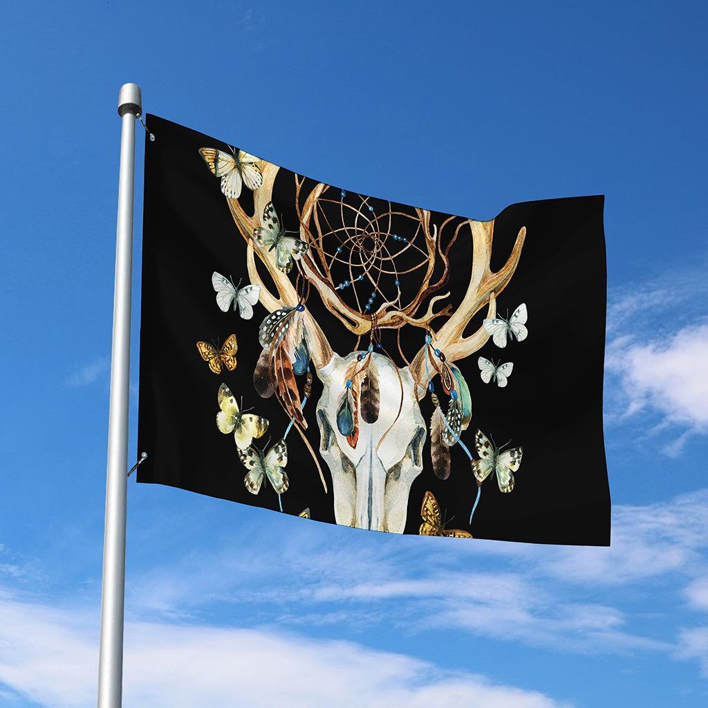 Dreamcatcher Deer Skull Print Polyester Flag