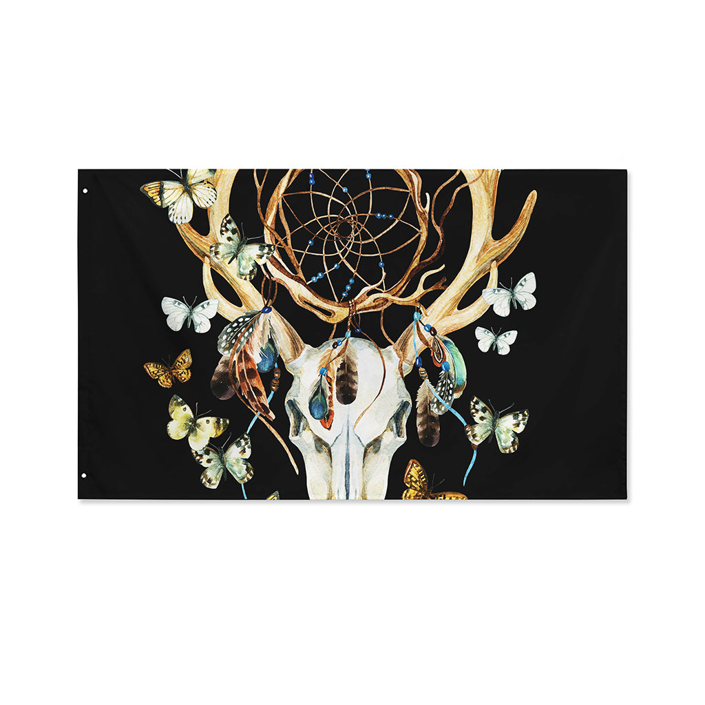 Dreamcatcher Deer Skull Print Polyester Flag