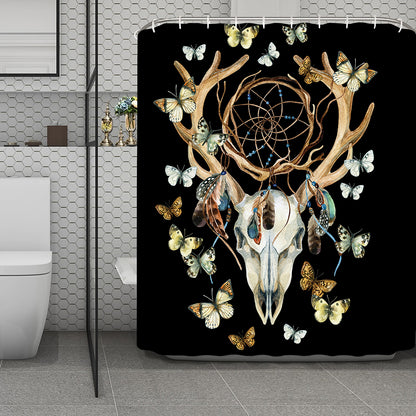 Dreamcatcher Deer Skull Print Polyester Shower Curtain