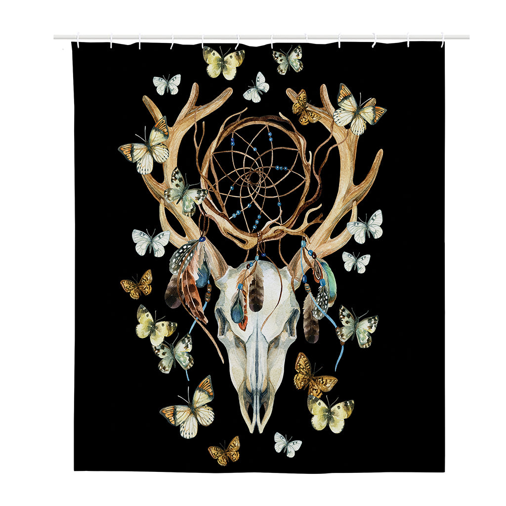 Dreamcatcher Deer Skull Print Polyester Shower Curtain