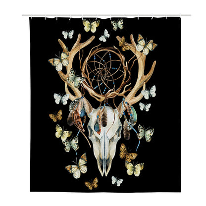 Dreamcatcher Deer Skull Print Polyester Shower Curtain