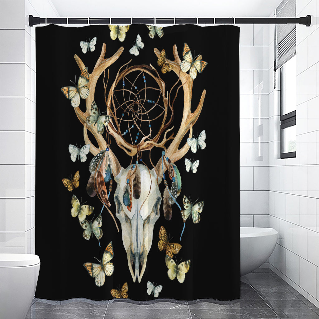 Dreamcatcher Deer Skull Print Premium Shower Curtain