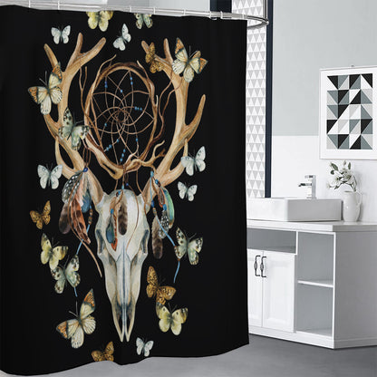 Dreamcatcher Deer Skull Print Premium Shower Curtain
