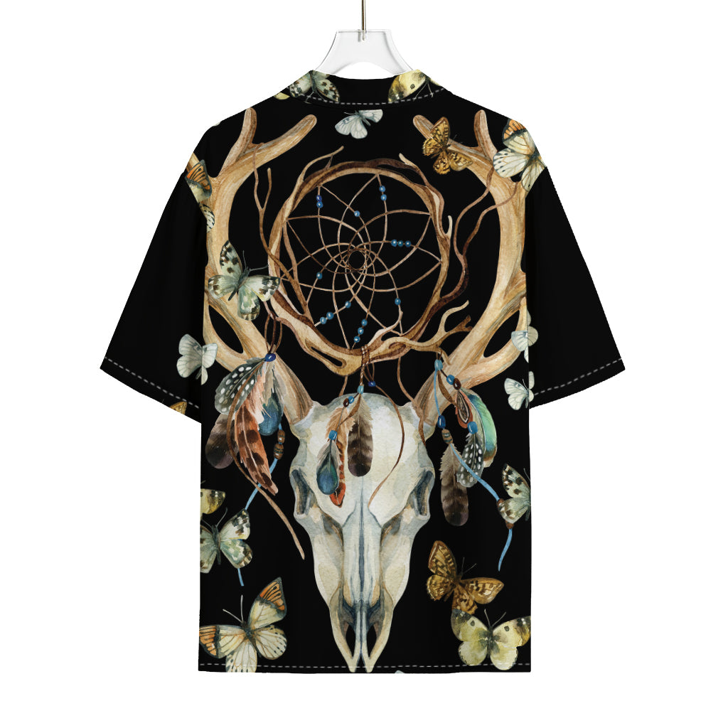 Dreamcatcher Deer Skull Print Rayon Hawaiian Shirt