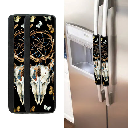Dreamcatcher Deer Skull Print Refrigerator Handle Covers
