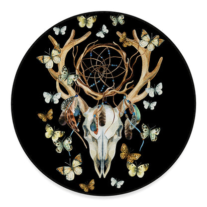 Dreamcatcher Deer Skull Print Round Floor Mat