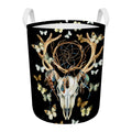 Dreamcatcher Deer Skull Print Round Laundry Basket