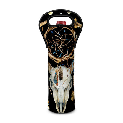 Dreamcatcher Deer Skull Print Single Neoprene Wine Tote