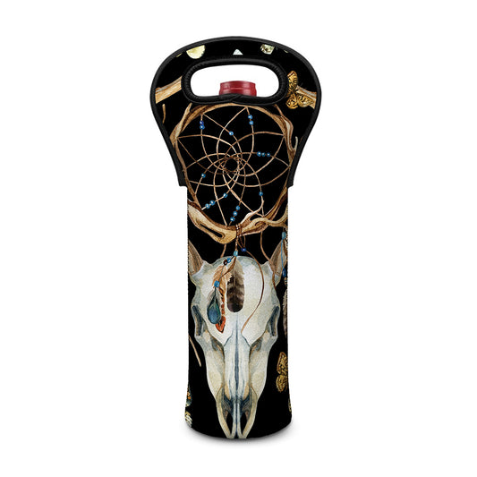 Dreamcatcher Deer Skull Print Single Neoprene Wine Tote