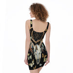 Dreamcatcher Deer Skull Print Sleeveless Bodycon Dress