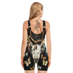 Dreamcatcher Deer Skull Print Sleeveless One Piece Swimsuit