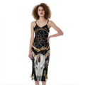 Dreamcatcher Deer Skull Print Slim Fit Midi Cami Dress