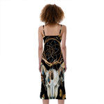 Dreamcatcher Deer Skull Print Slim Fit Midi Cami Dress