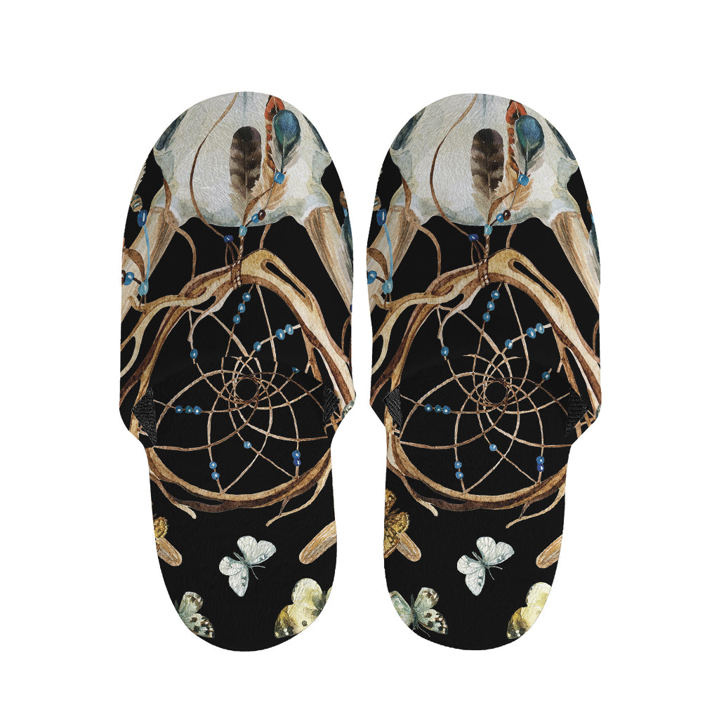 Dreamcatcher Deer Skull Print Slippers