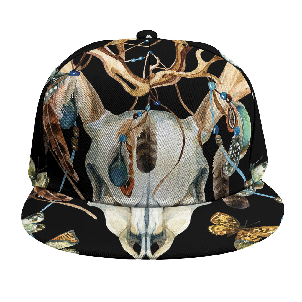Dreamcatcher Deer Skull Print Snapback Cap