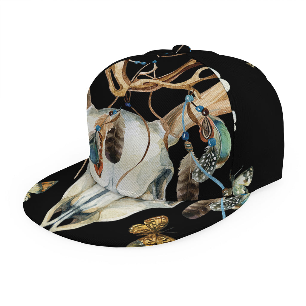 Dreamcatcher Deer Skull Print Snapback Cap