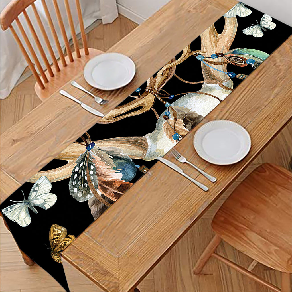 Dreamcatcher Deer Skull Print Table Runner