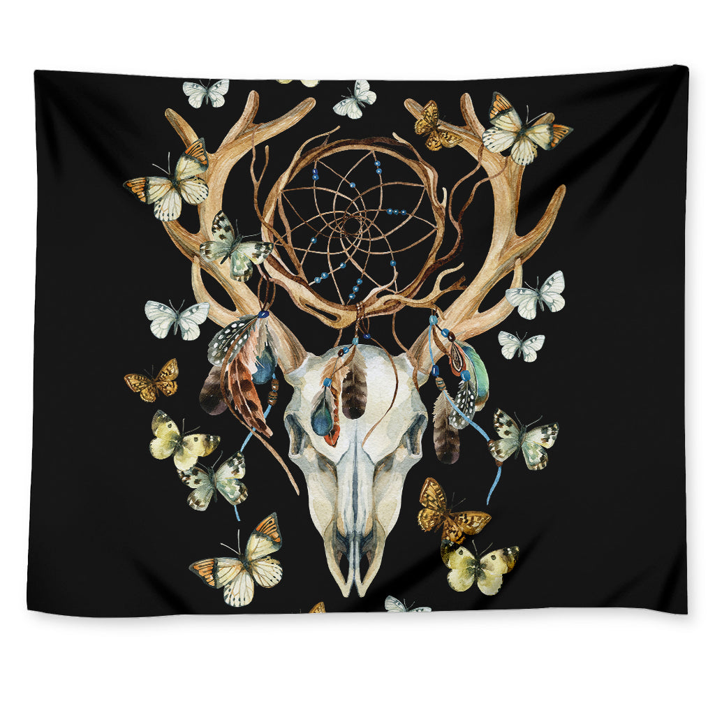 Dreamcatcher Deer Skull Print Tapestry
