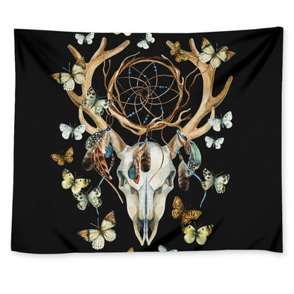 Dreamcatcher Deer Skull Print Tapestry