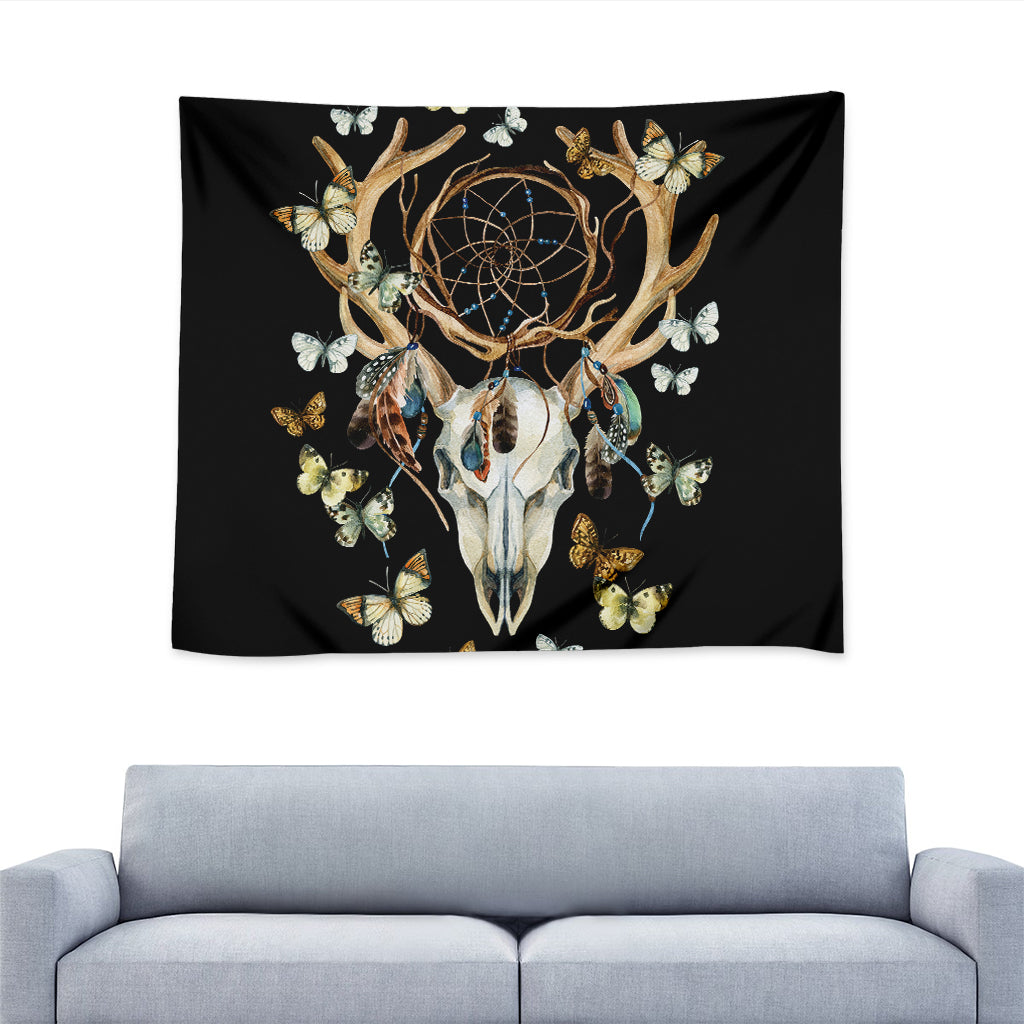 Dreamcatcher Deer Skull Print Tapestry