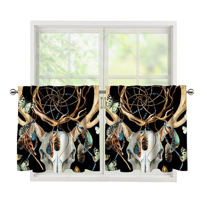 Dreamcatcher Deer Skull Print Tier Curtains