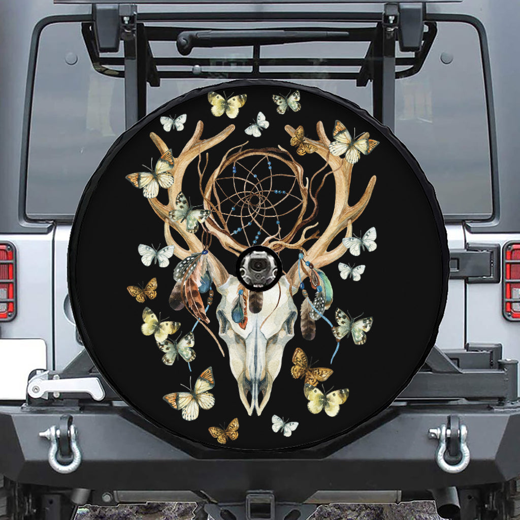 Dreamcatcher Deer Skull Print Tire Cover With Camera Hole