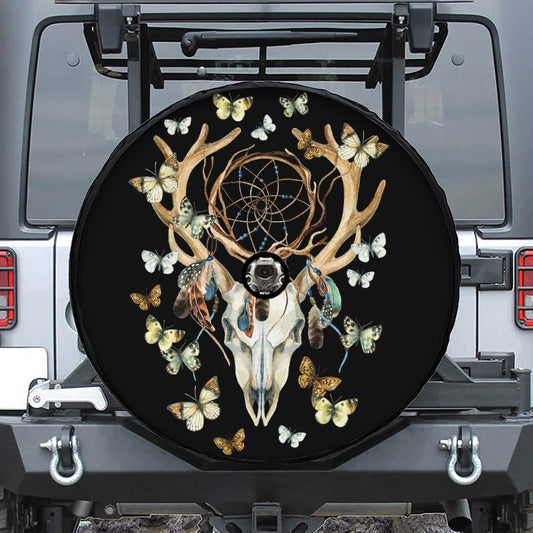 Dreamcatcher Deer Skull Print Tire Cover With Camera Hole