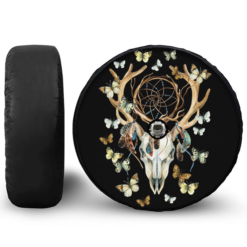 Dreamcatcher Deer Skull Print Tire Cover With Camera Hole