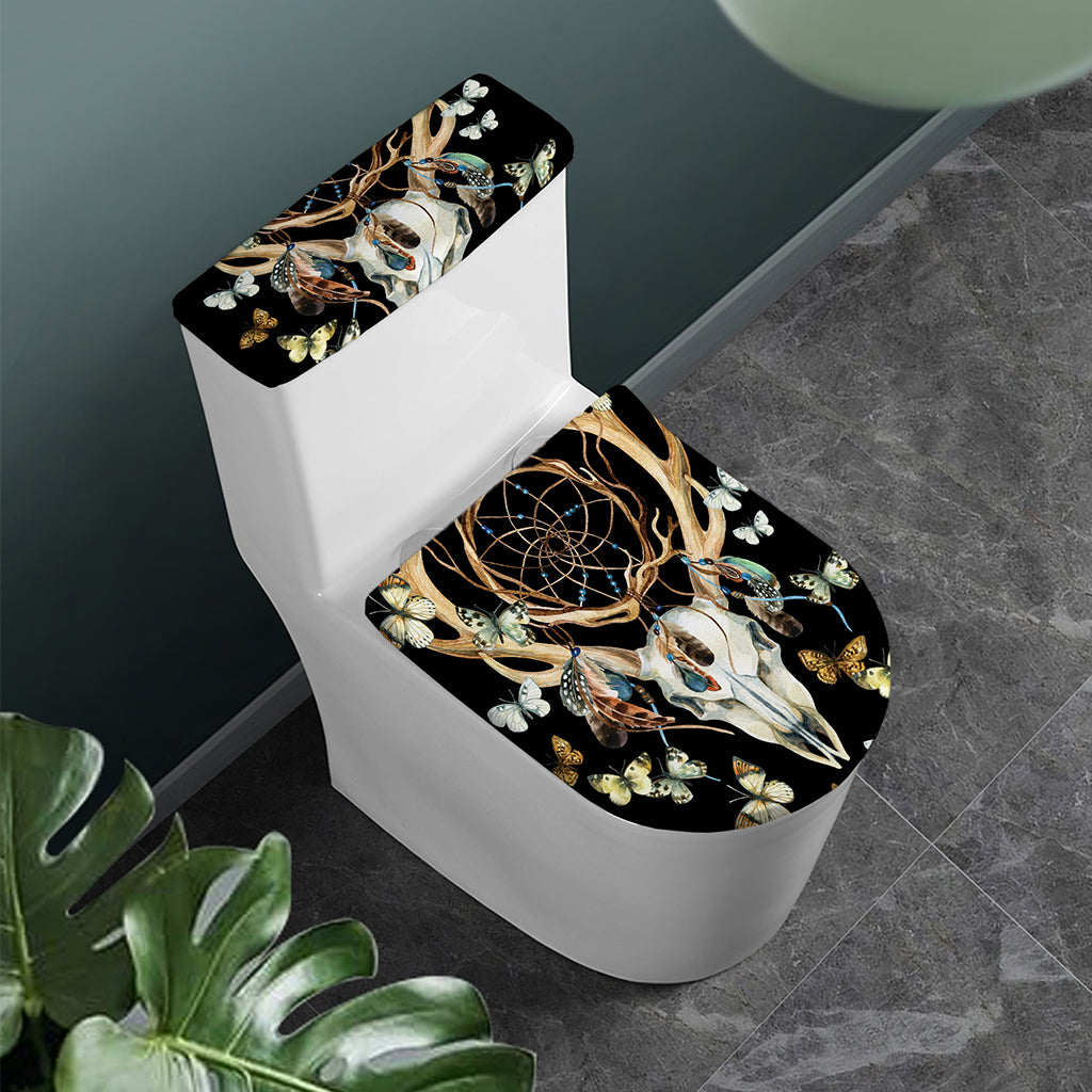 Dreamcatcher Deer Skull Print Toilet Lid And Tank Cover Set