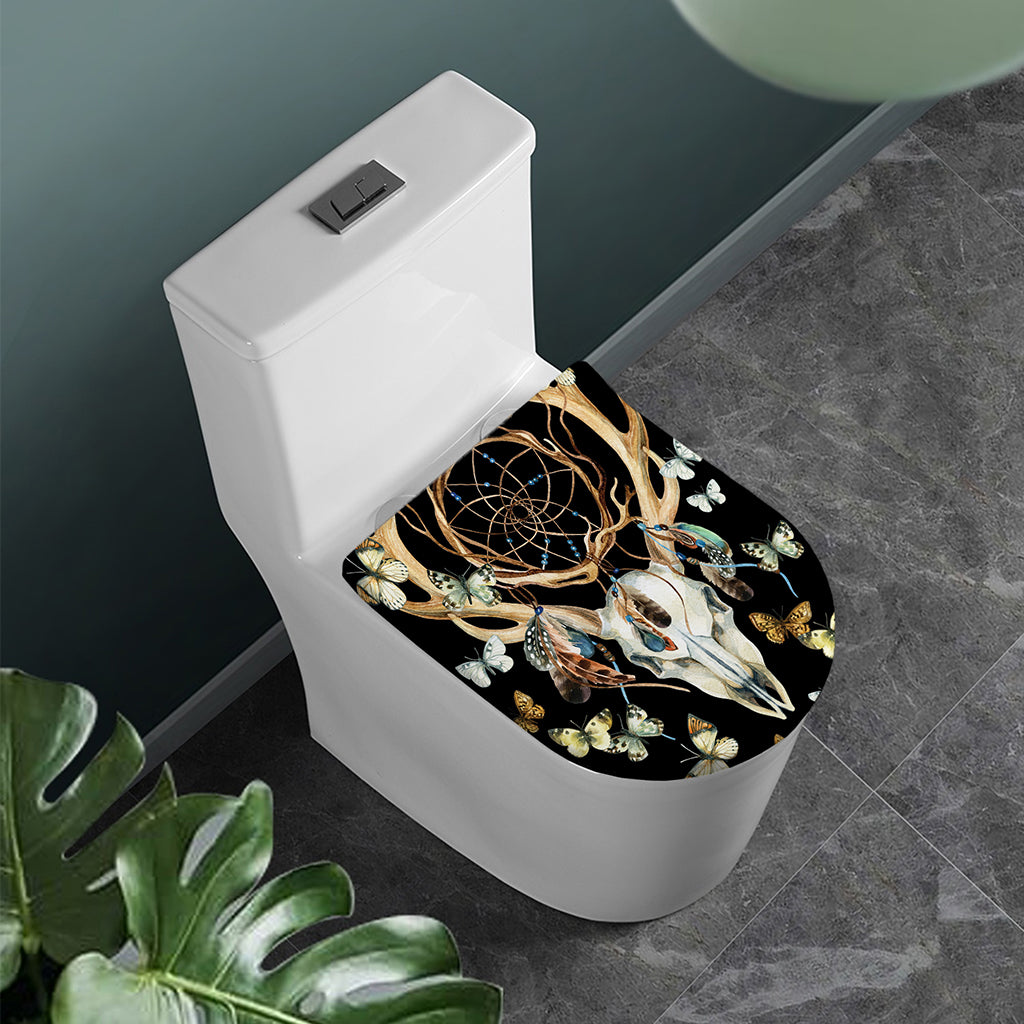 Dreamcatcher Deer Skull Print Toilet Lid Cover