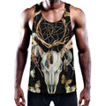 Dreamcatcher Deer Skull Print Men's Workout Tank Top