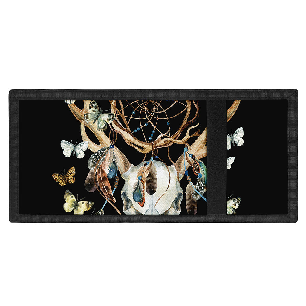Dreamcatcher Deer Skull Print Trifold Wallet
