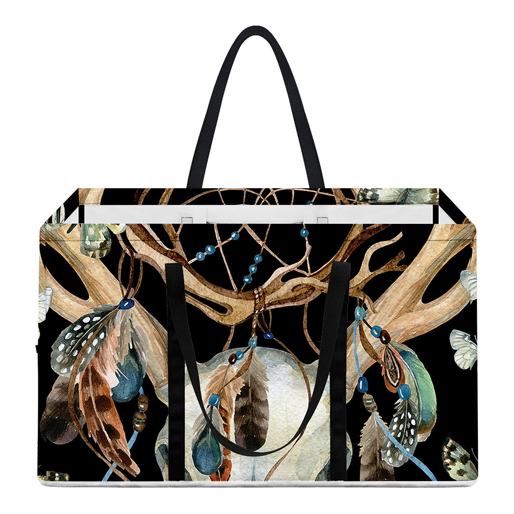 Dreamcatcher Deer Skull Print Utility Tote Bag