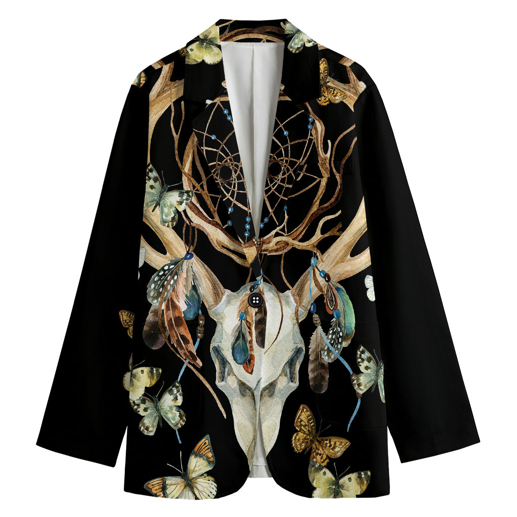 Dreamcatcher Deer Skull Print Women's Blazer