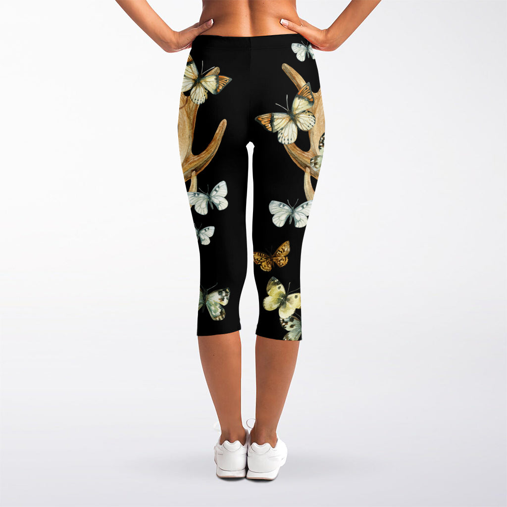 Dreamcatcher Deer Skull Print Women's Capri Leggings