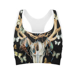 Dreamcatcher Deer Skull Print Women's Sports Bra