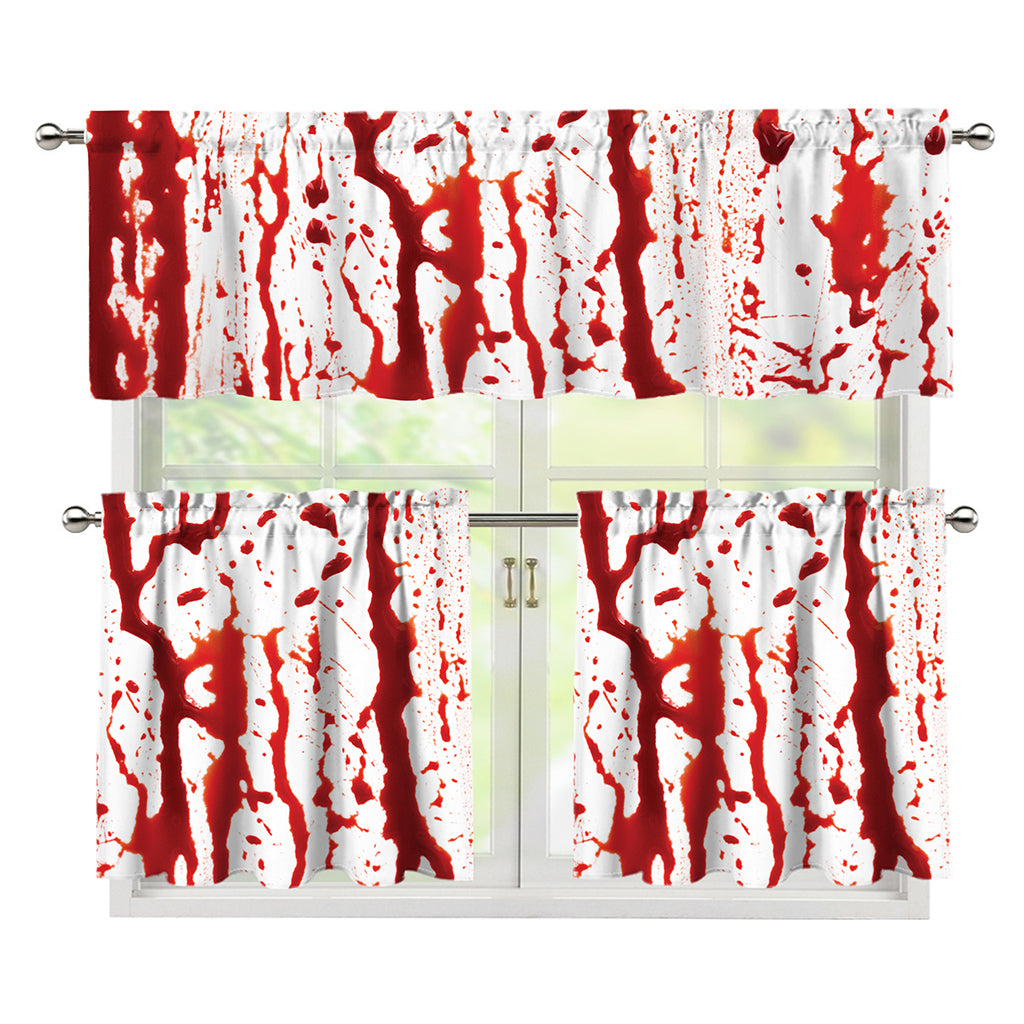 Dripping Blood Print 3 Piece Kitchen Curtains