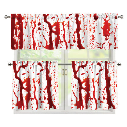 Dripping Blood Print 3 Piece Kitchen Curtains