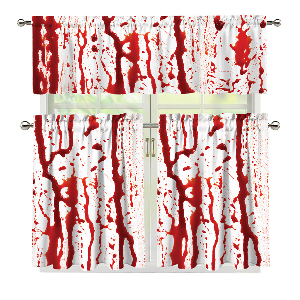 Dripping Blood Print 3 Piece Kitchen Curtains