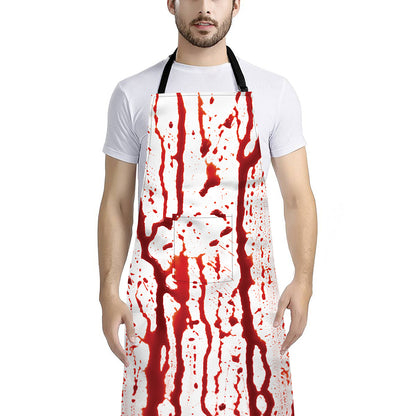 Dripping Blood Print Bib Apron With Pocket