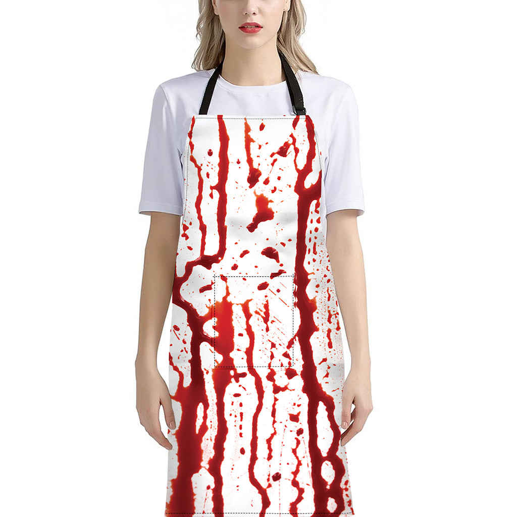 Dripping Blood Print Bib Apron With Pocket