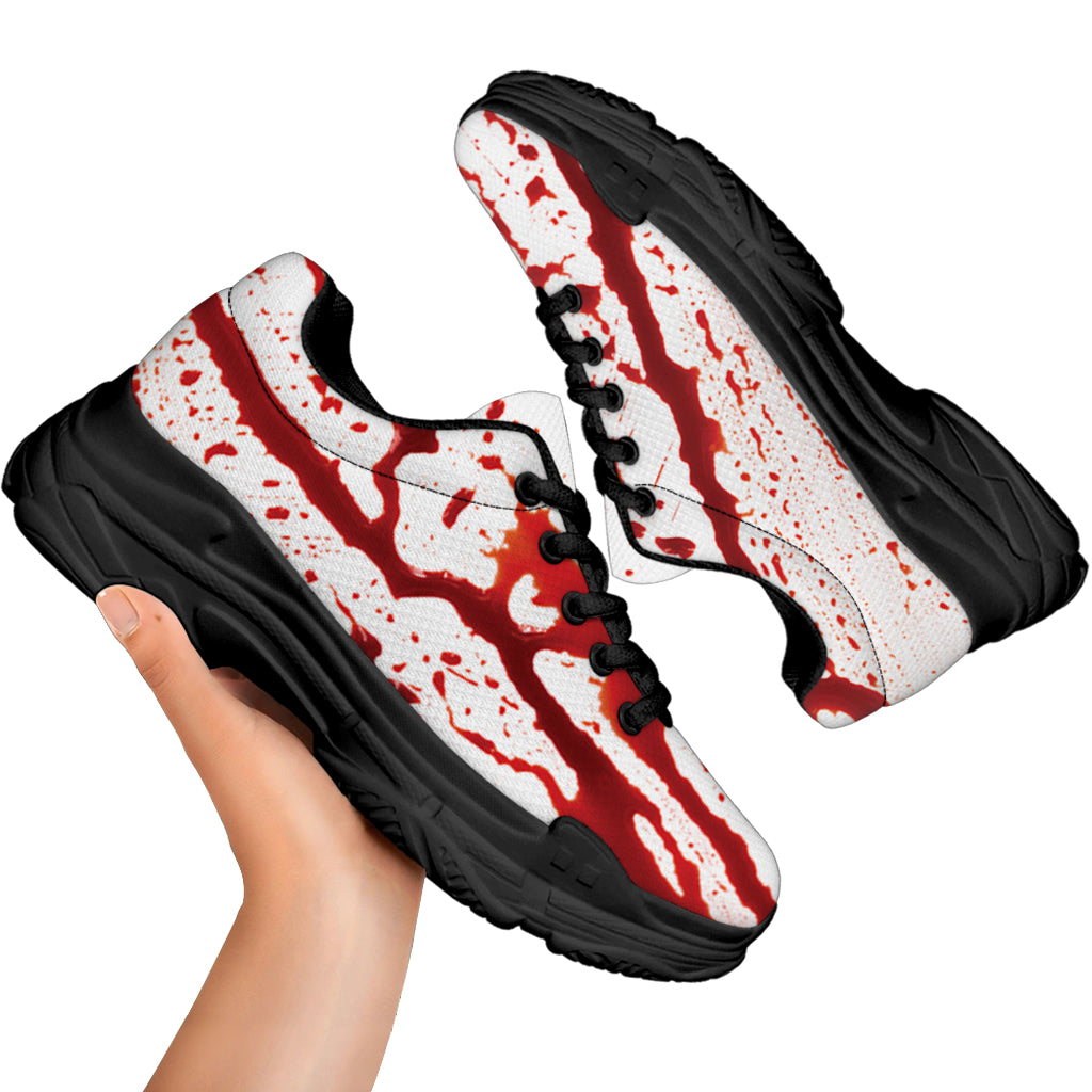 Dripping Blood Print Black Chunky Shoes