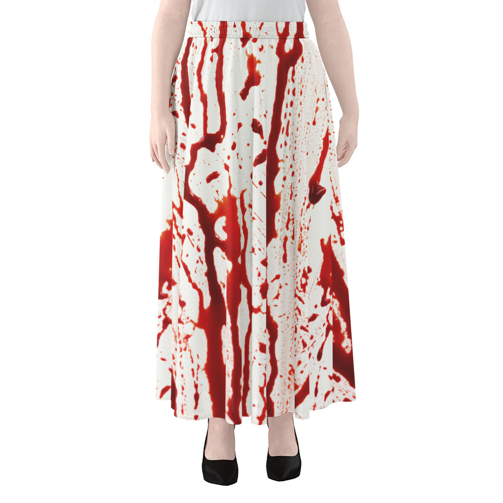 Dripping Blood Print Chiffon Maxi Skirt