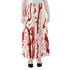 Dripping Blood Print Chiffon Maxi Skirt