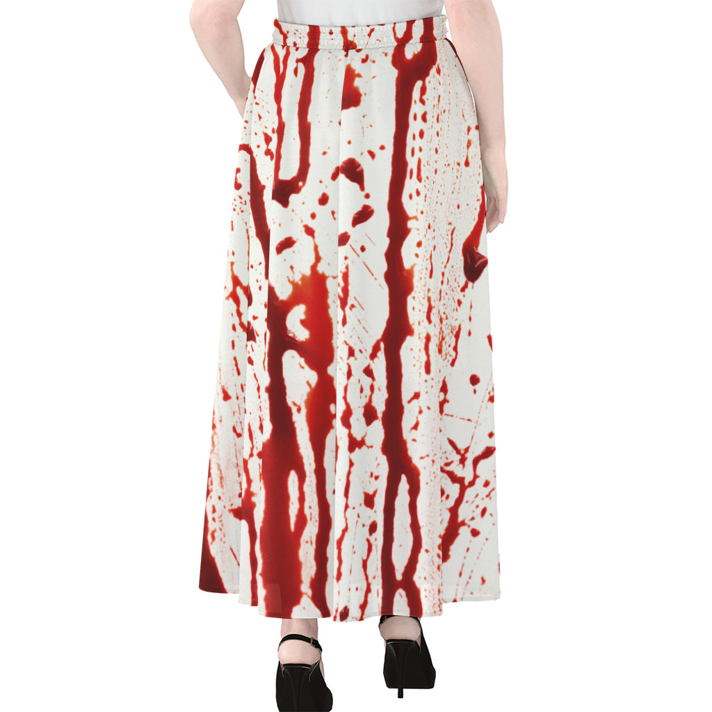 Dripping Blood Print Chiffon Maxi Skirt