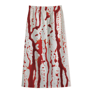 Dripping Blood Print Cotton Front Slit Maxi Skirt