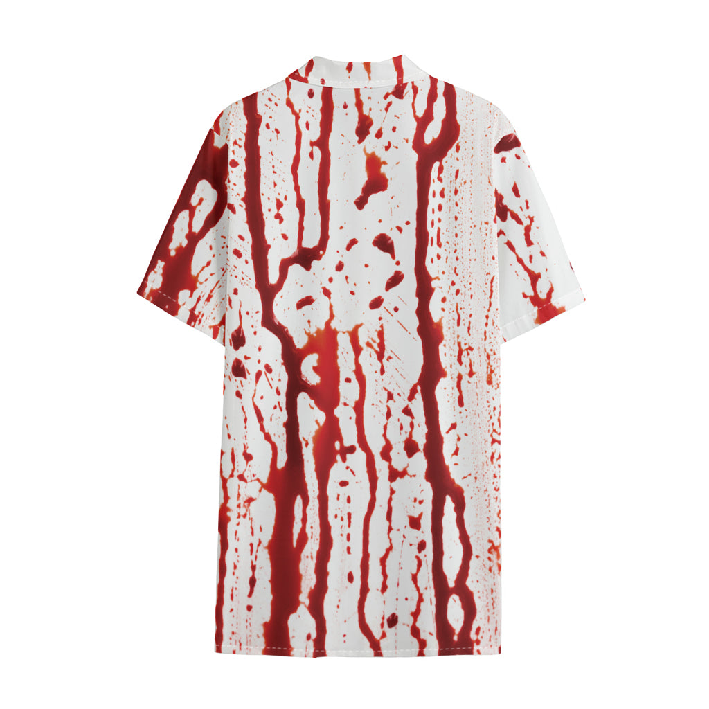 Dripping Blood Print Cotton Hawaiian Shirt