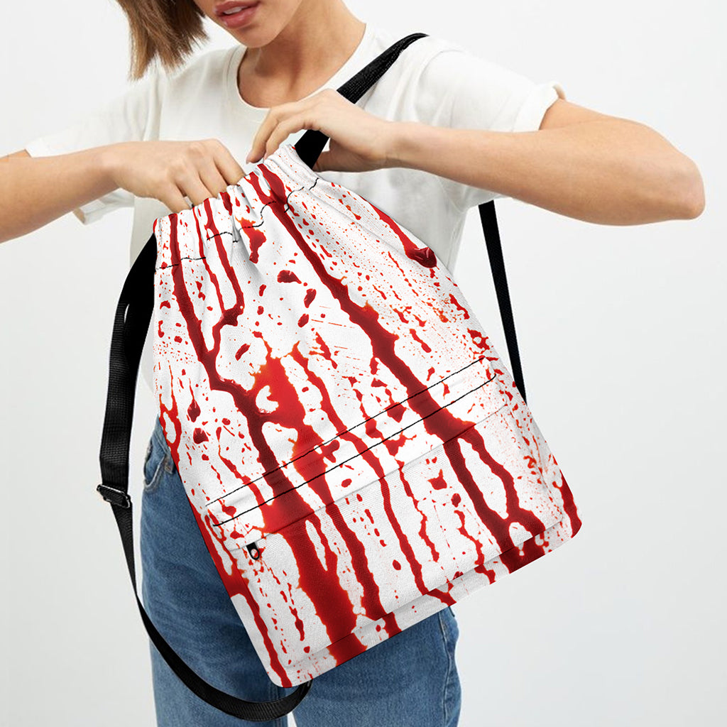 Dripping Blood Print Drawstring Backpack