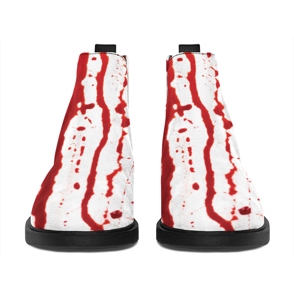 Dripping Blood Print Flat Ankle Boots