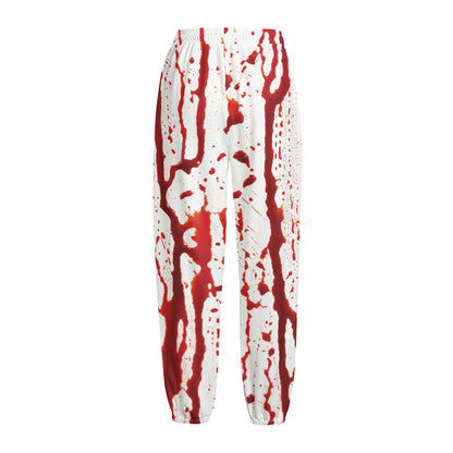 Dripping Blood Print Fleece Lined Knit Pants